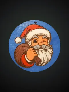 decorazione legno babbo natale occhiolino