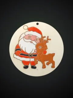 decorazione legno babbo natale renna