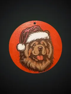 decorazione legno cane natale