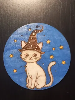 decorazione legno gatto stregato