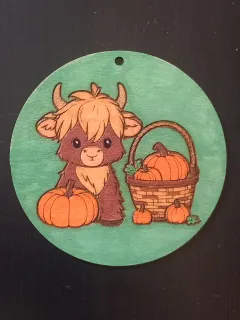 decorazione legno mucca zucca