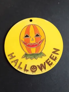 decorazione legno zucca halloween