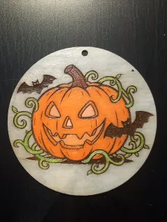 decorazione legno zucca pipistrelli
