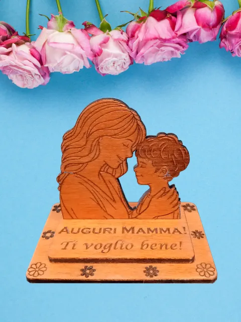 statuine legno festa mamma incise